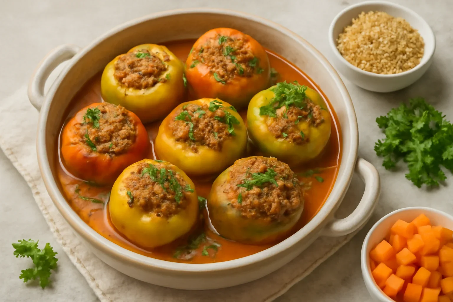 Ardei umpluti cu carne de pui la Crock-Pot