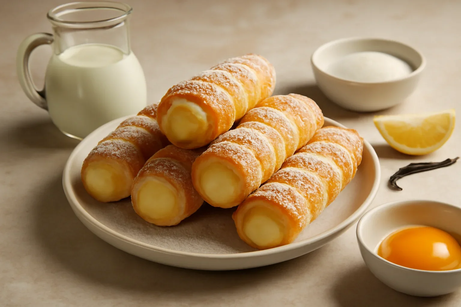 Rulouri cu crema de vanilie