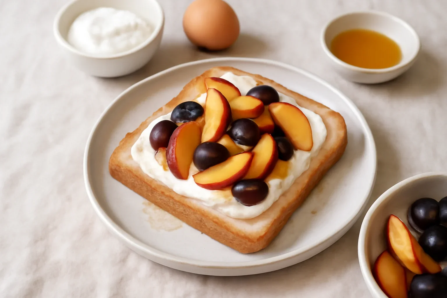 Toast cu iaurt si fructe