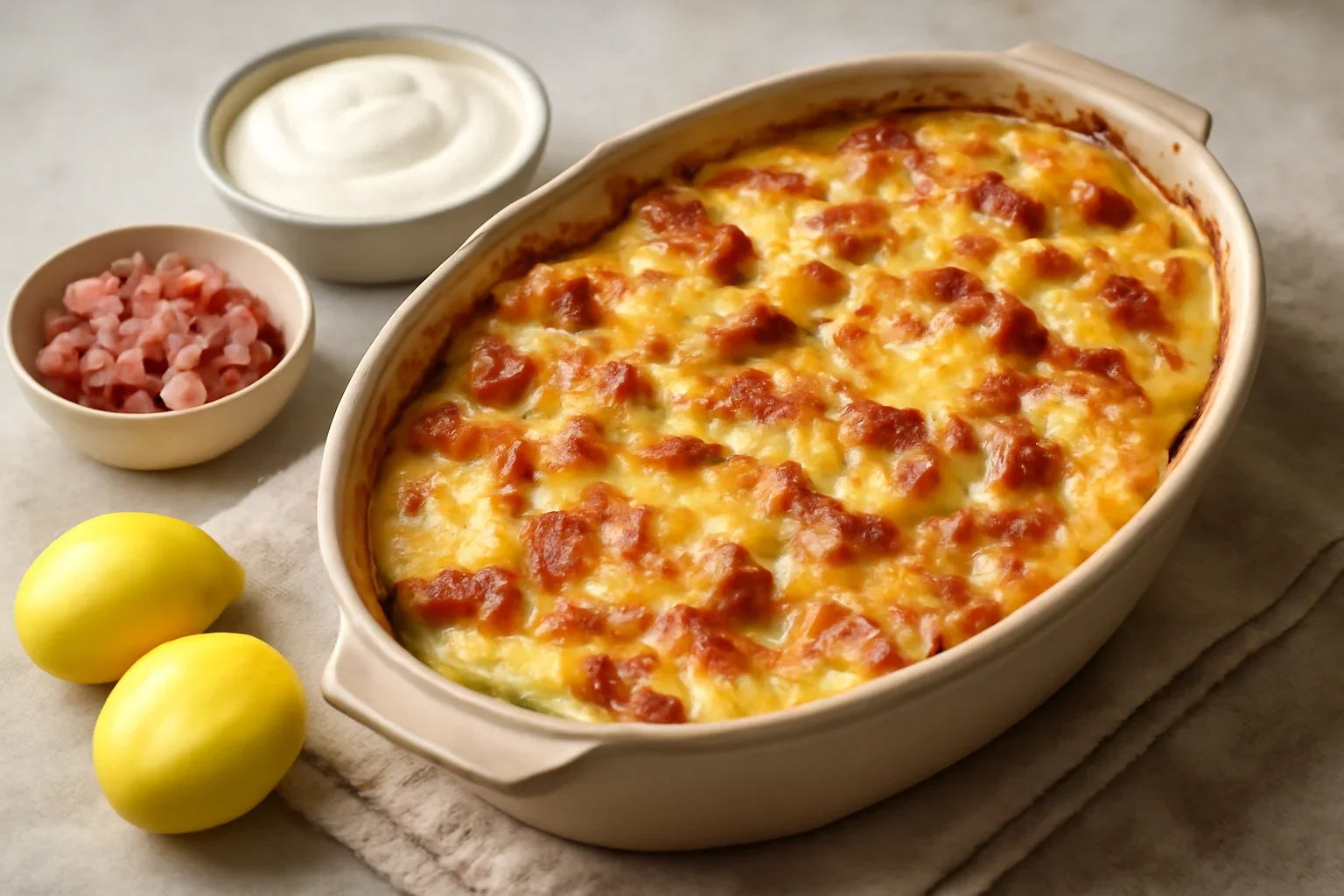 Cartofi norvegieni gratinati cu bacon si smantana