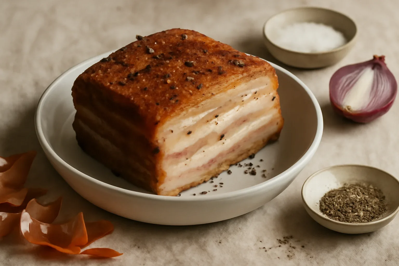 Kaiser de casă – rețeta de piept de porc fiert cu coji de ceapă roșie