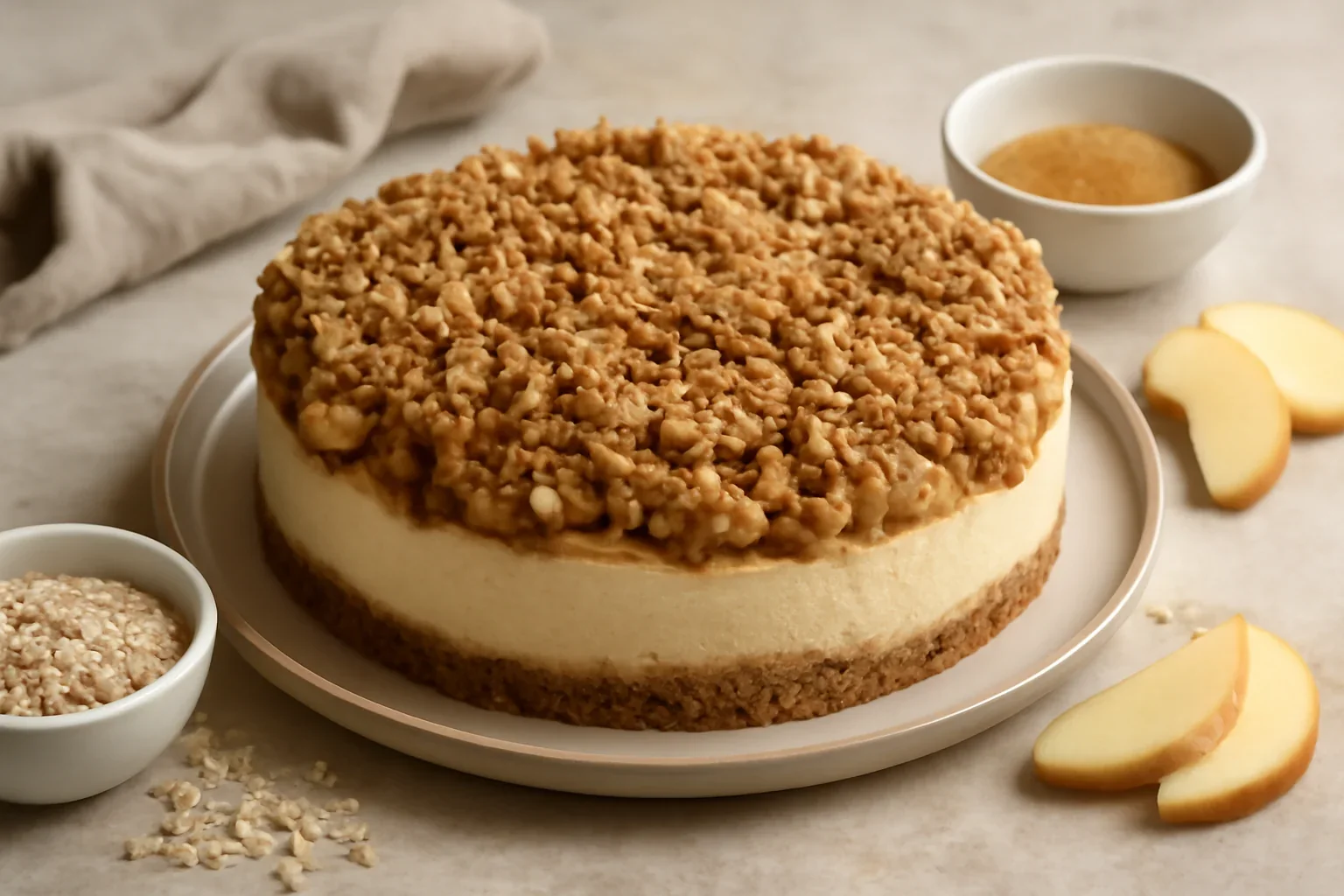 Cheesecake cu mere si crumble