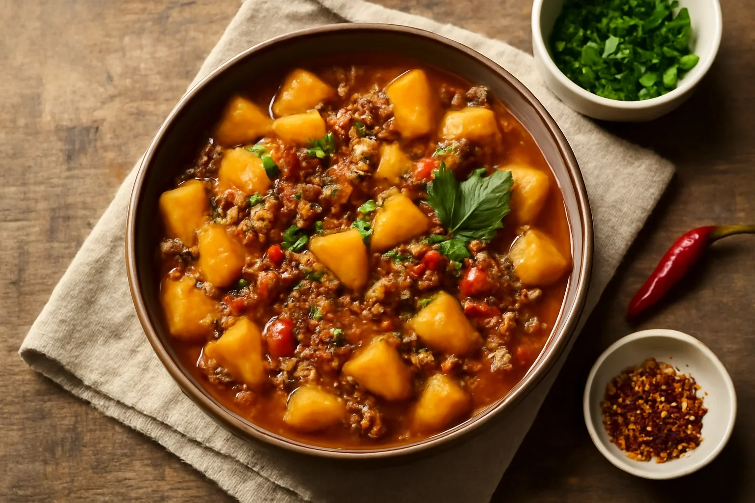 Gulas cu carne tocata