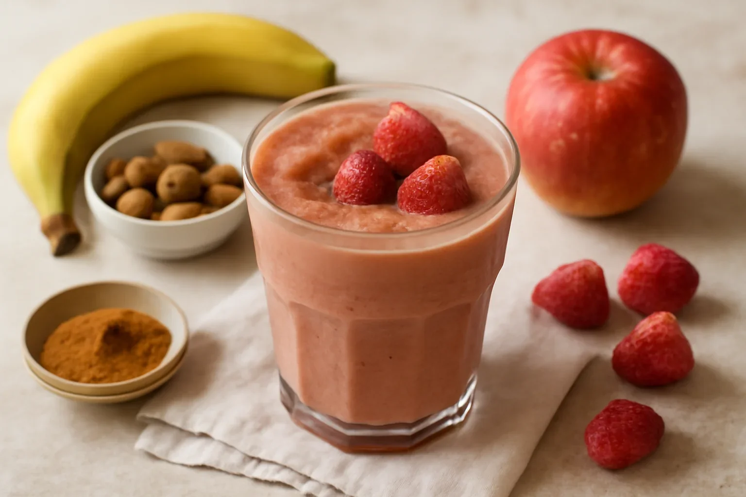 Smoothie cu căpșuni și scorțișoară