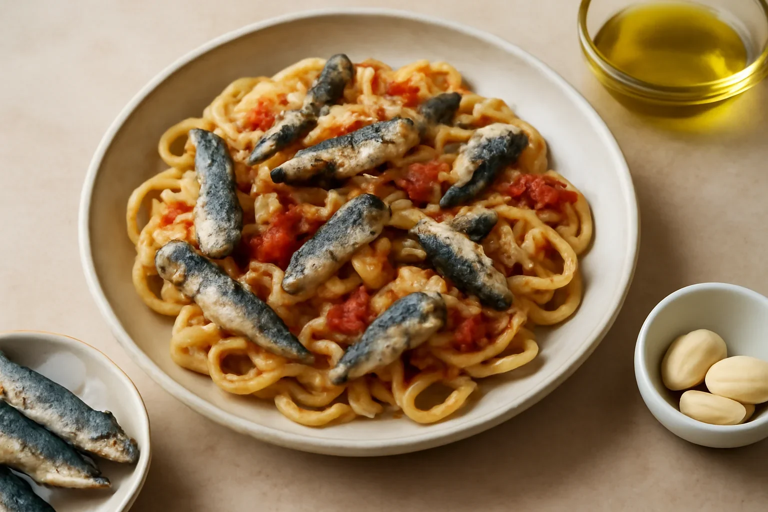Paste cu sardine, rosii si usturoi, reteta clasica italiana