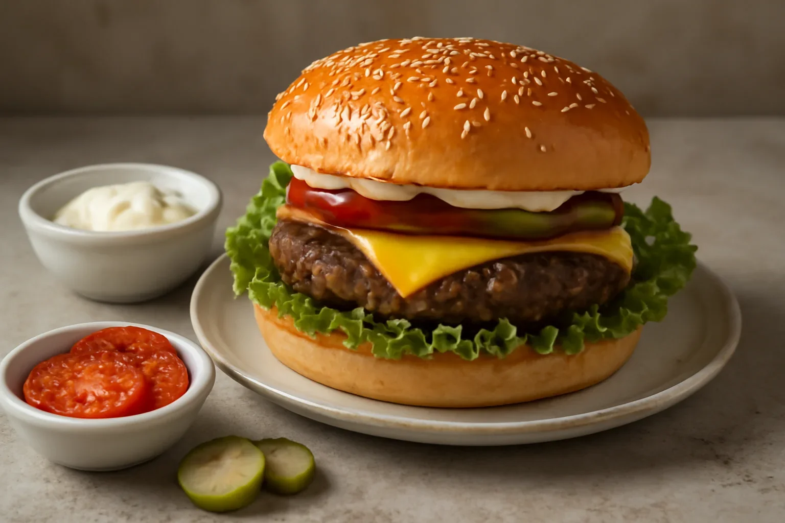 Hamburger de casă cu carne de vită și cașcaval – rețeta clasică și simplă