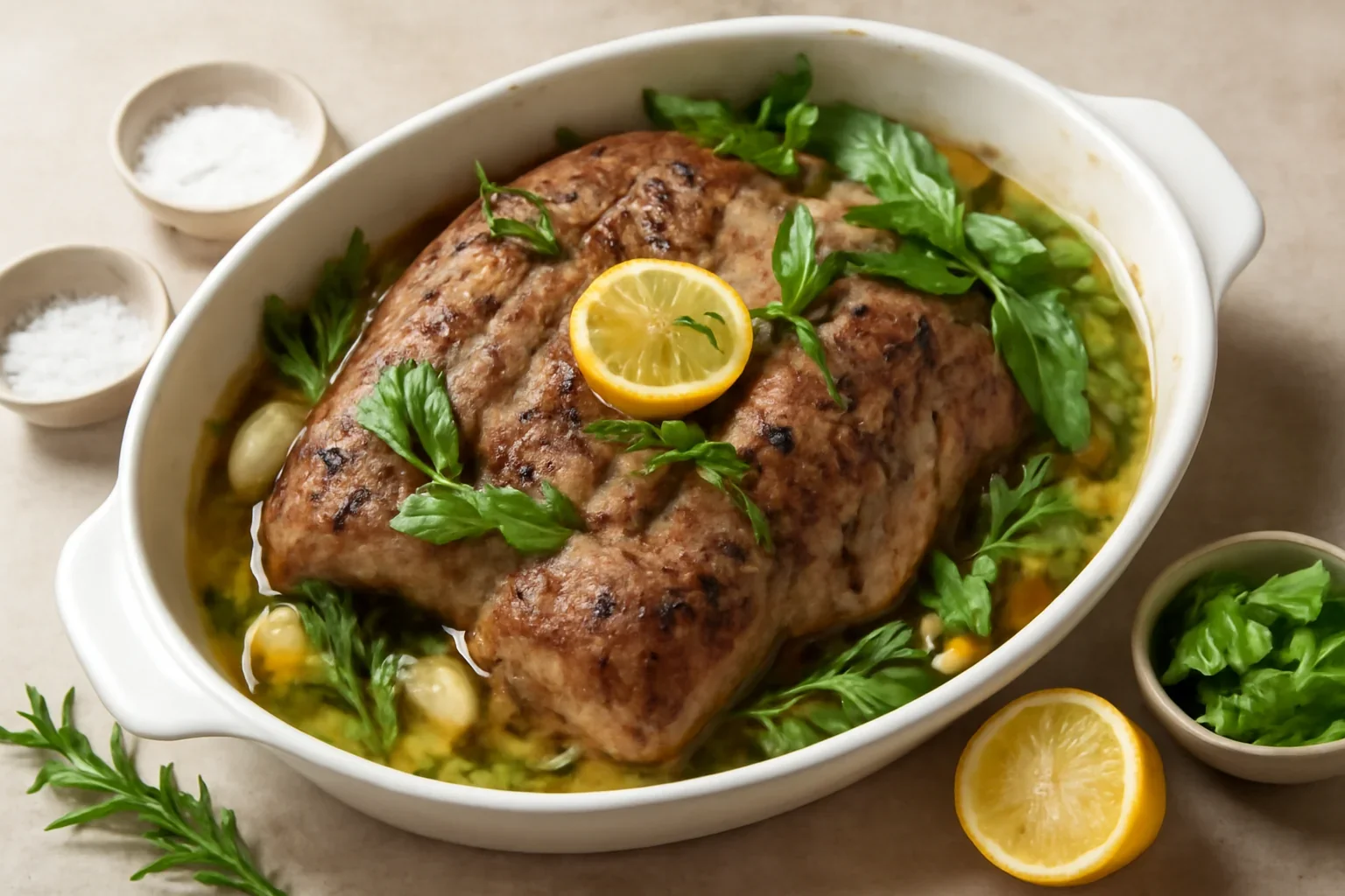Friptură mediteraneană de miel, cu lămâie și rozmarin
