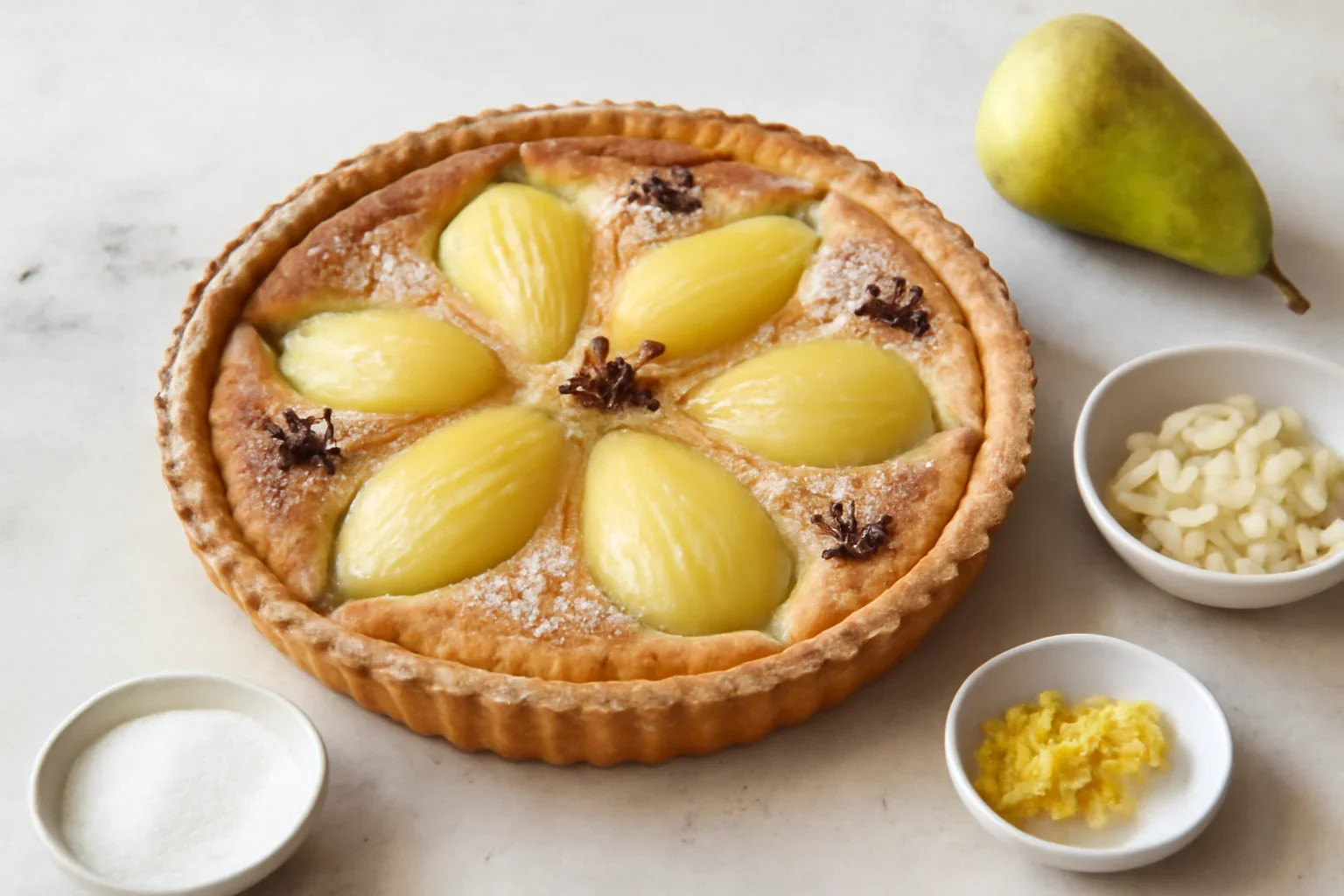 Tarta cu pere si crema de migdale