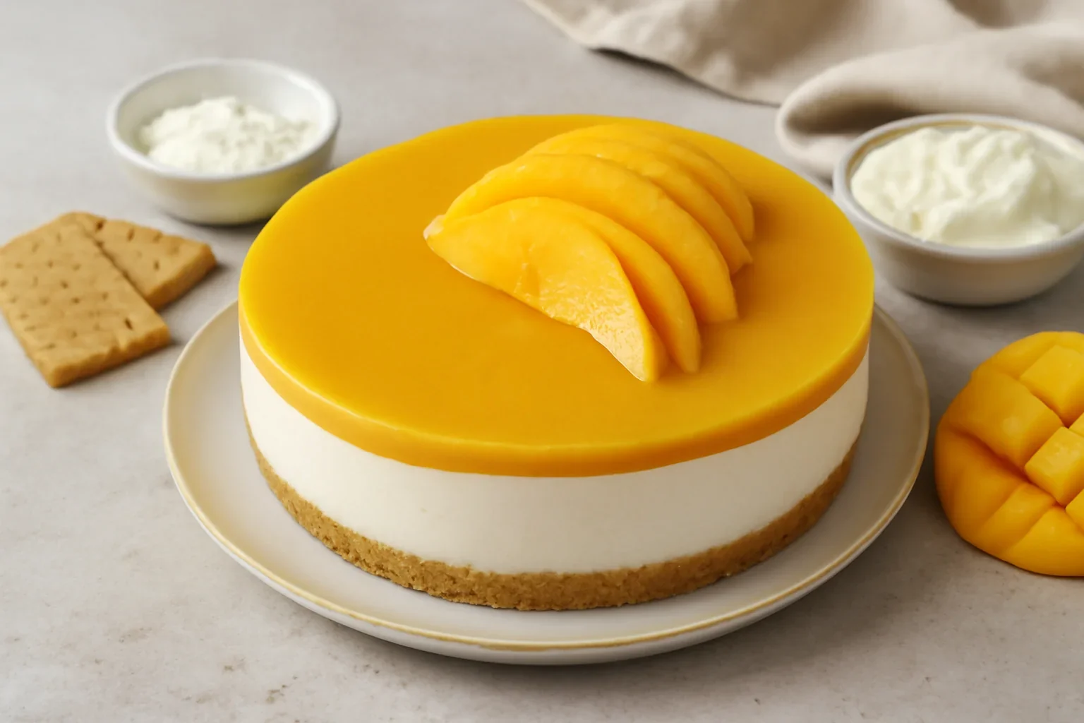 Cheesecake cu mango – fără coacere – rețetă pas cu pas