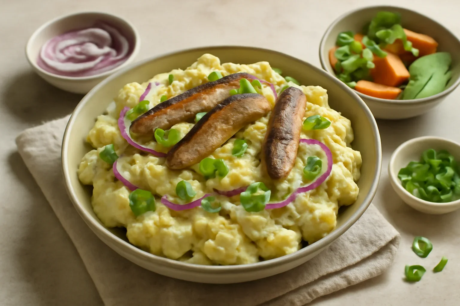 Salata de cartofi cu maioneza si peste afumat