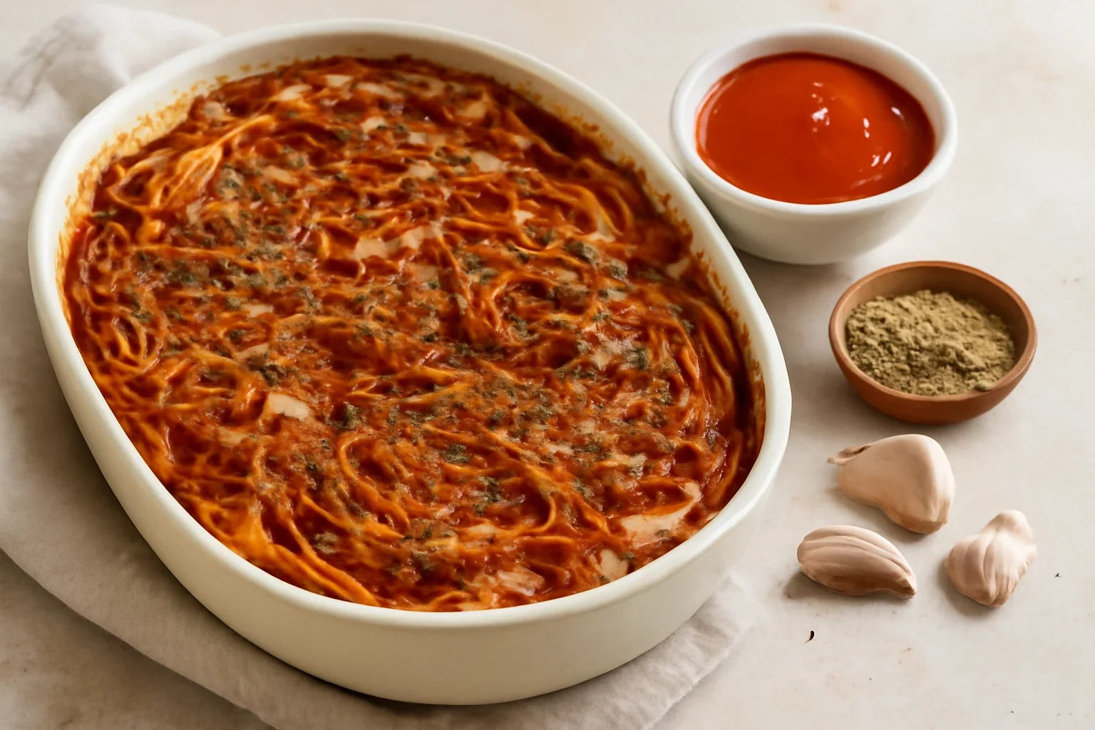 Spaghetti coapte cu rosii