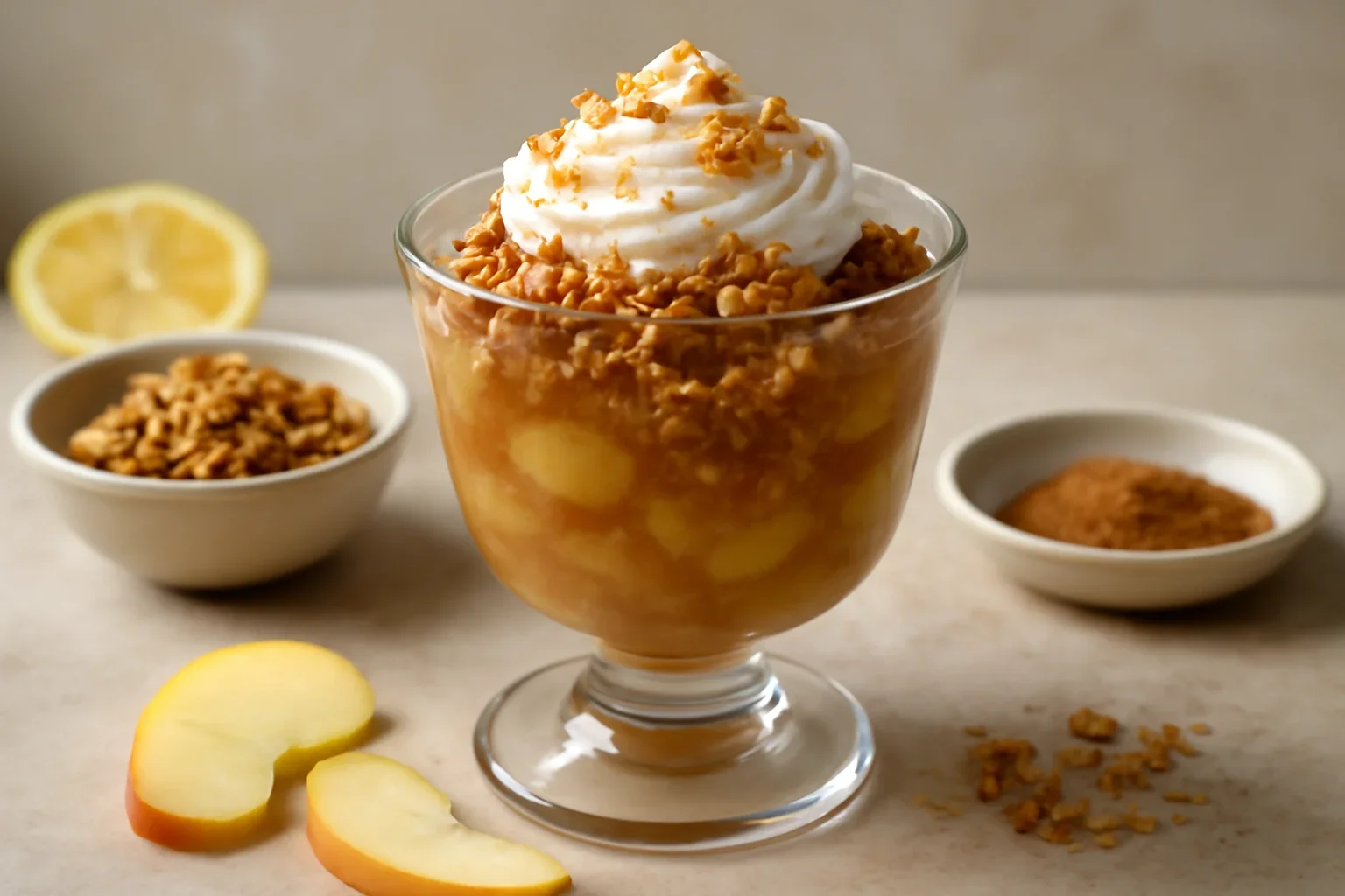 Parfait de mere cu scortisoara si ovaz caramelizat