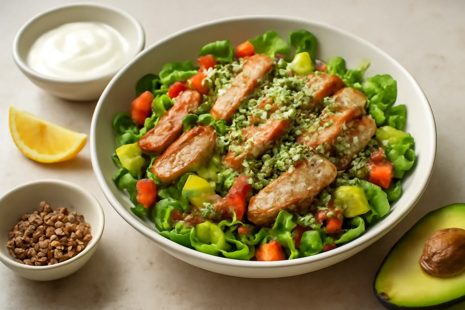 Salata Caesar light – reteta dietetica cu iaurt si pui fript