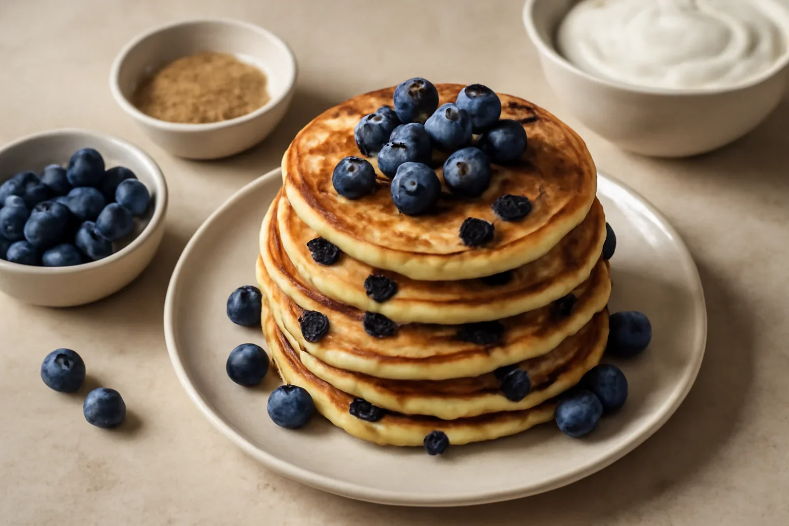 Pancakes cu iaurt si afine