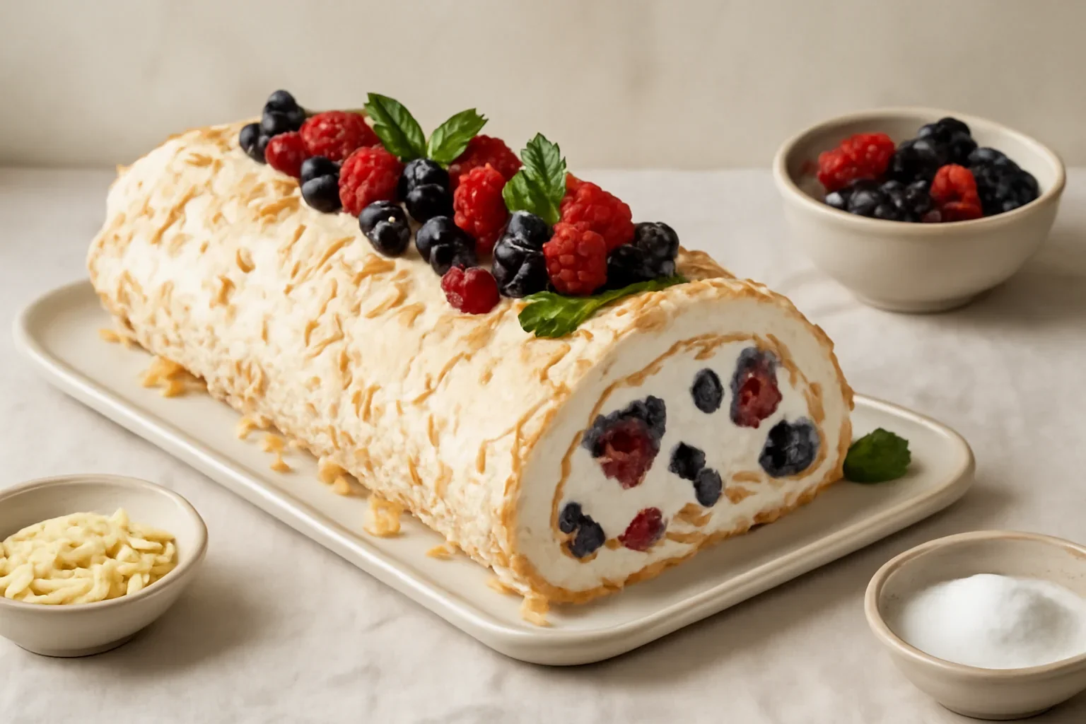 Rulada Pavlova – rulada cu bezea, fructe si mascarpone