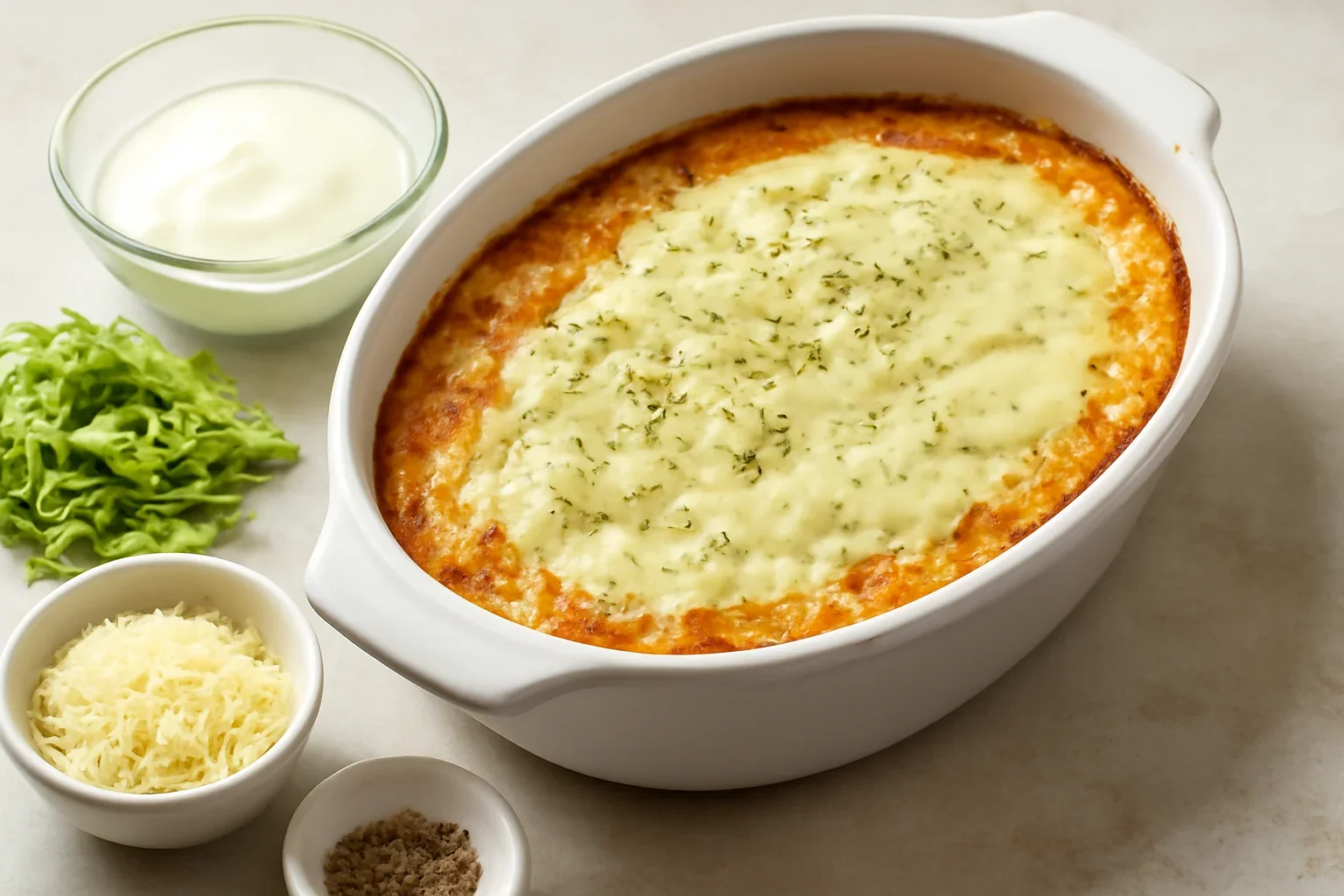Budincă de dovlecei cu sos de parmezan