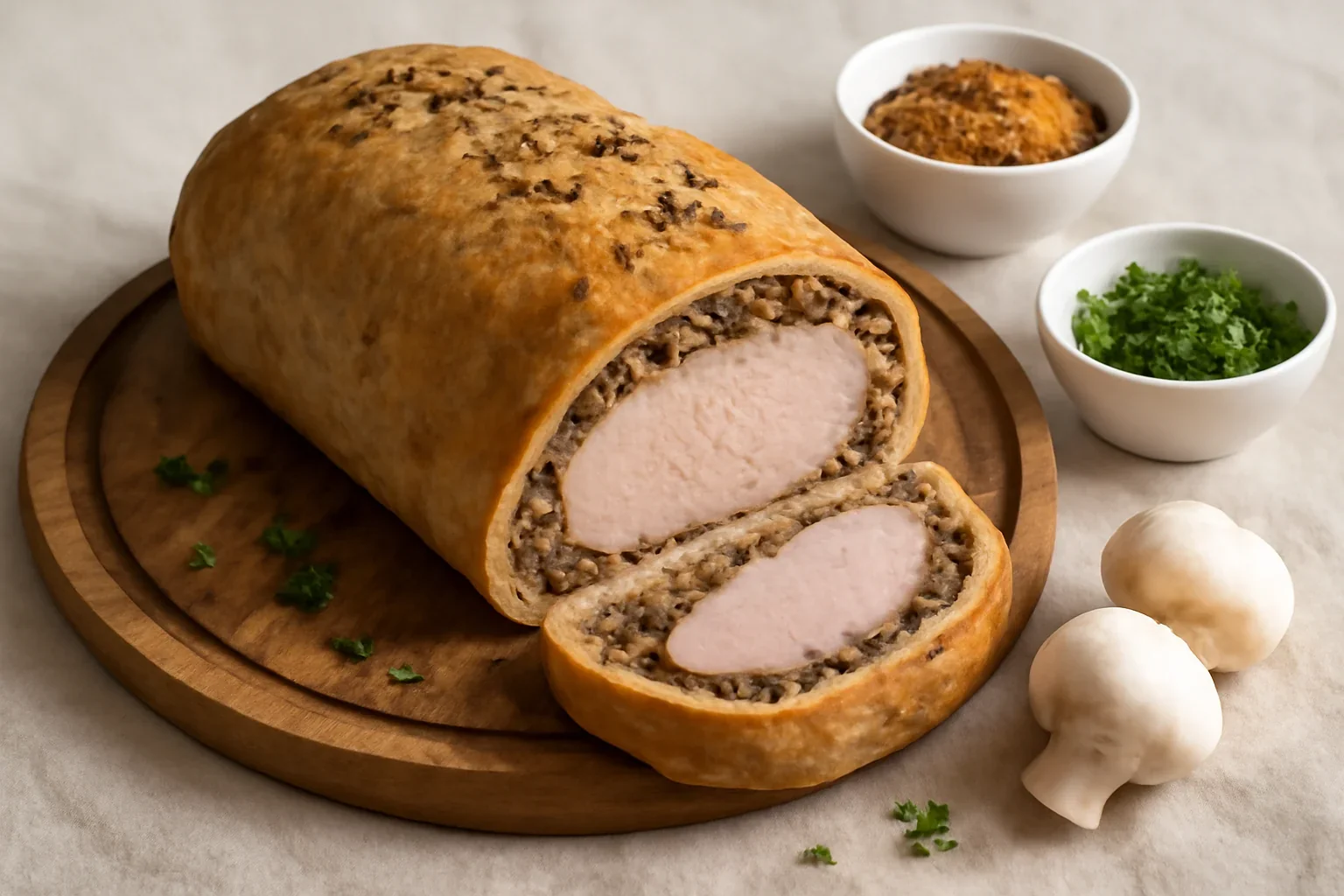 Mușchiuleț de porc copt în aluat integral