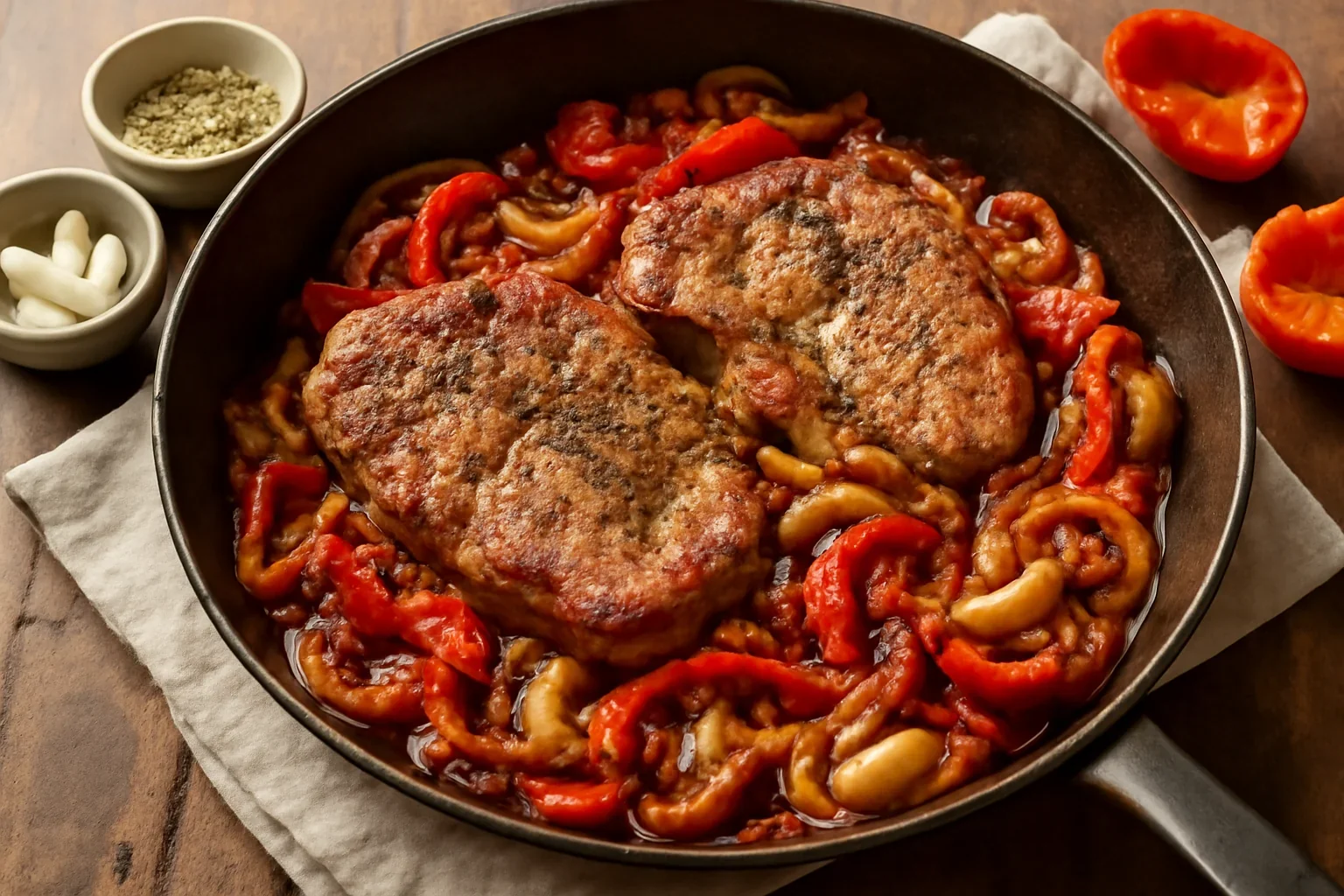 Ceafa de porc la tigaie gratar cu ceapa si usturoi