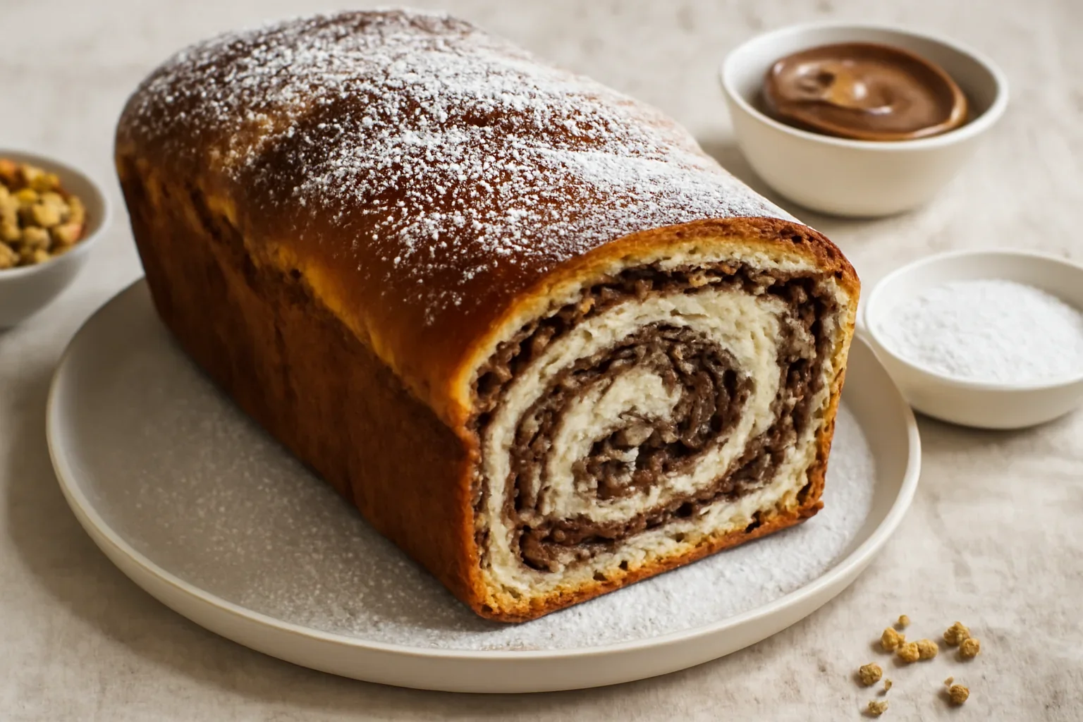 Cozonac bicolor cu ciocolata si nuca