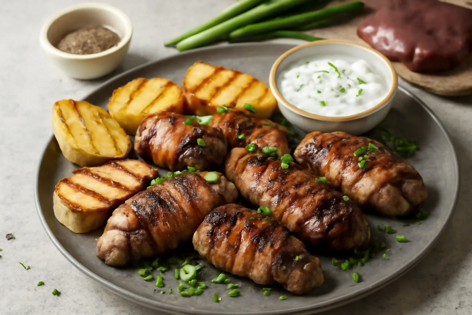 Ficăței de pui înveliți în bacon și prăjiți la grătar sau la tigaie grill