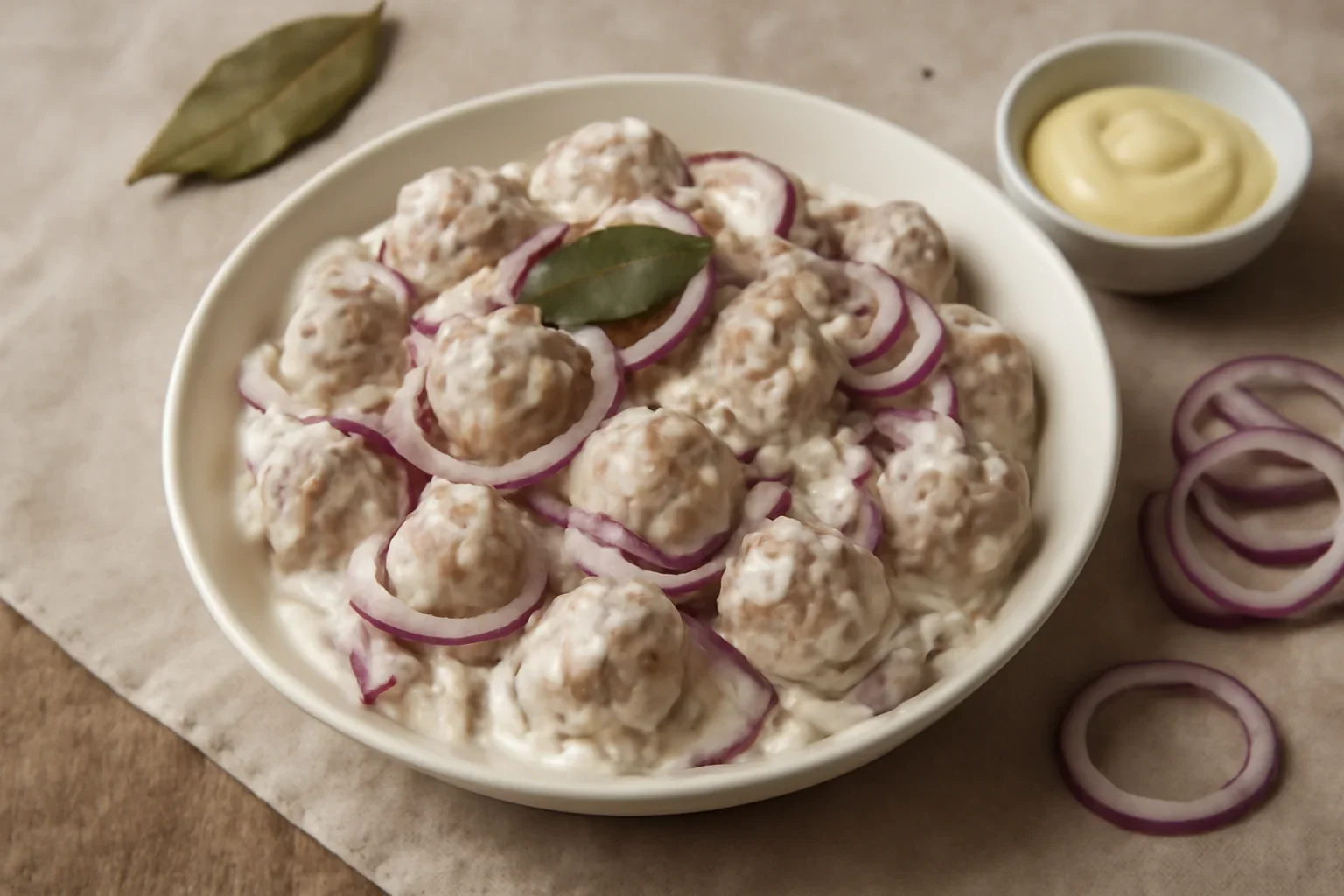 Salata de chiftele cu maioneza si ceapa