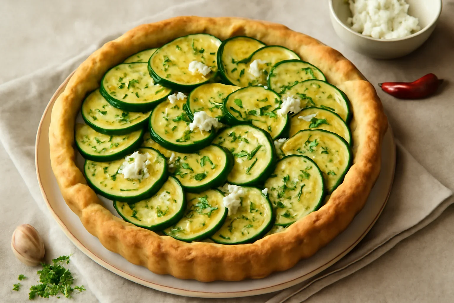 Tarta cu dovlecei si branza de capra