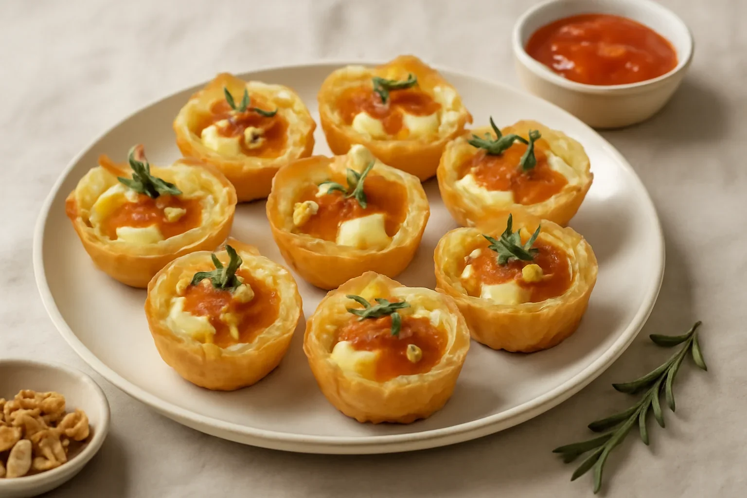 Coșulețe cu brânză și gem – idee de aperitiv