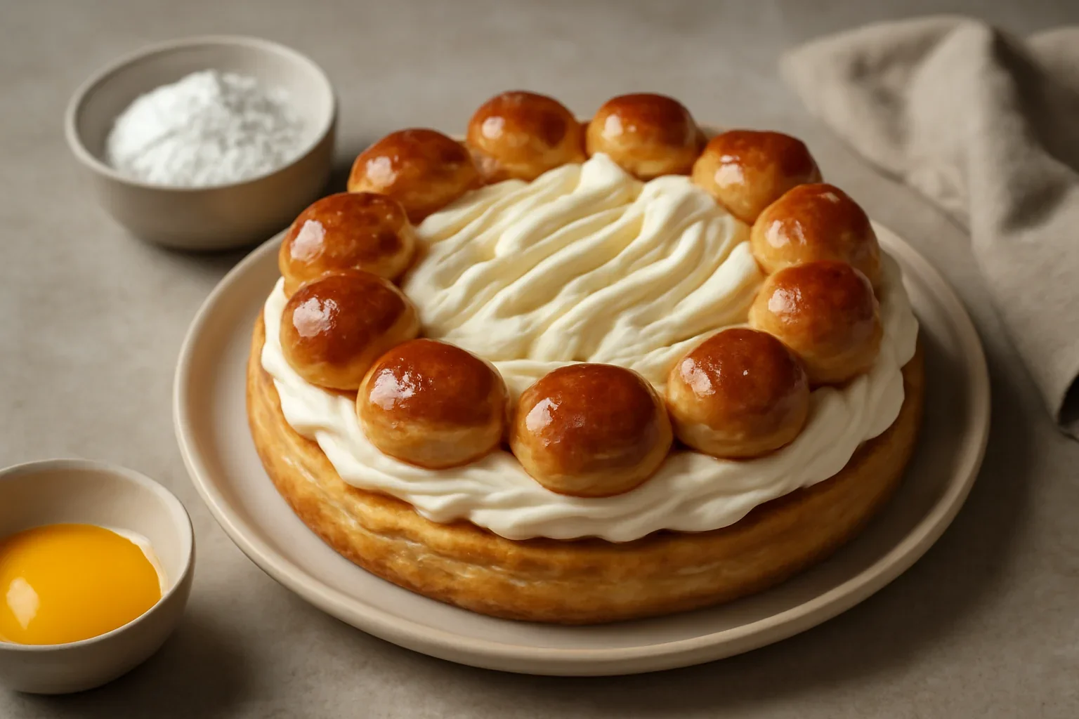 Tort ecler cu cremă de vanilie și zahăr ars – Gâteau Saint Honoré