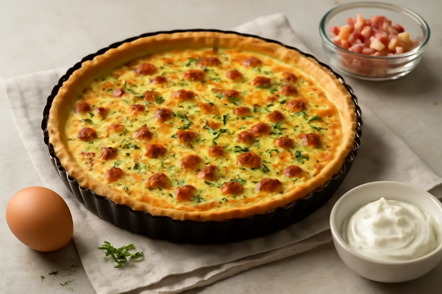 Quiche Lorraine – rețeta tradițională franțuzească de tartă sărată