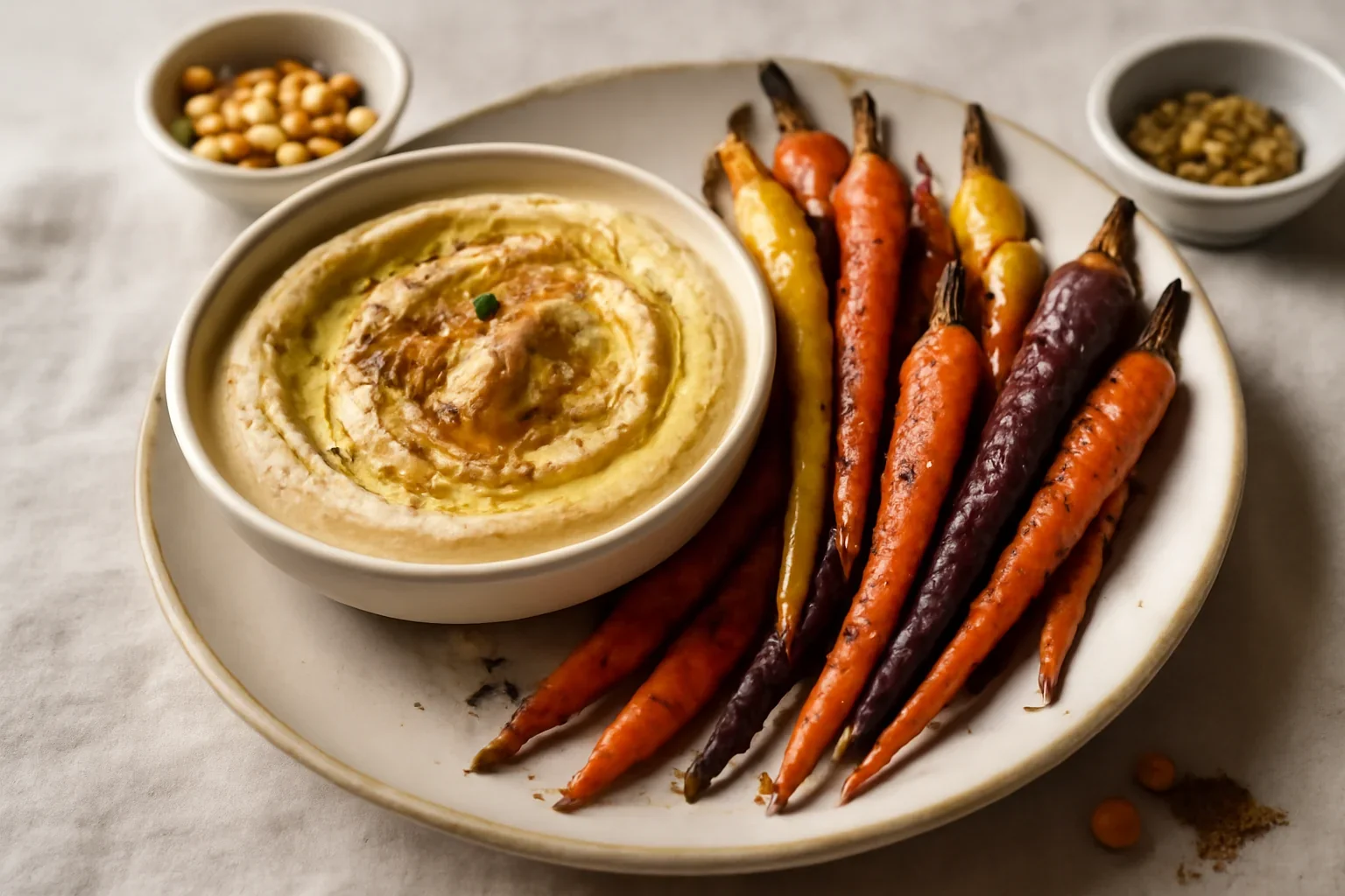 Hummus cu morcovi copți – o cină simplă