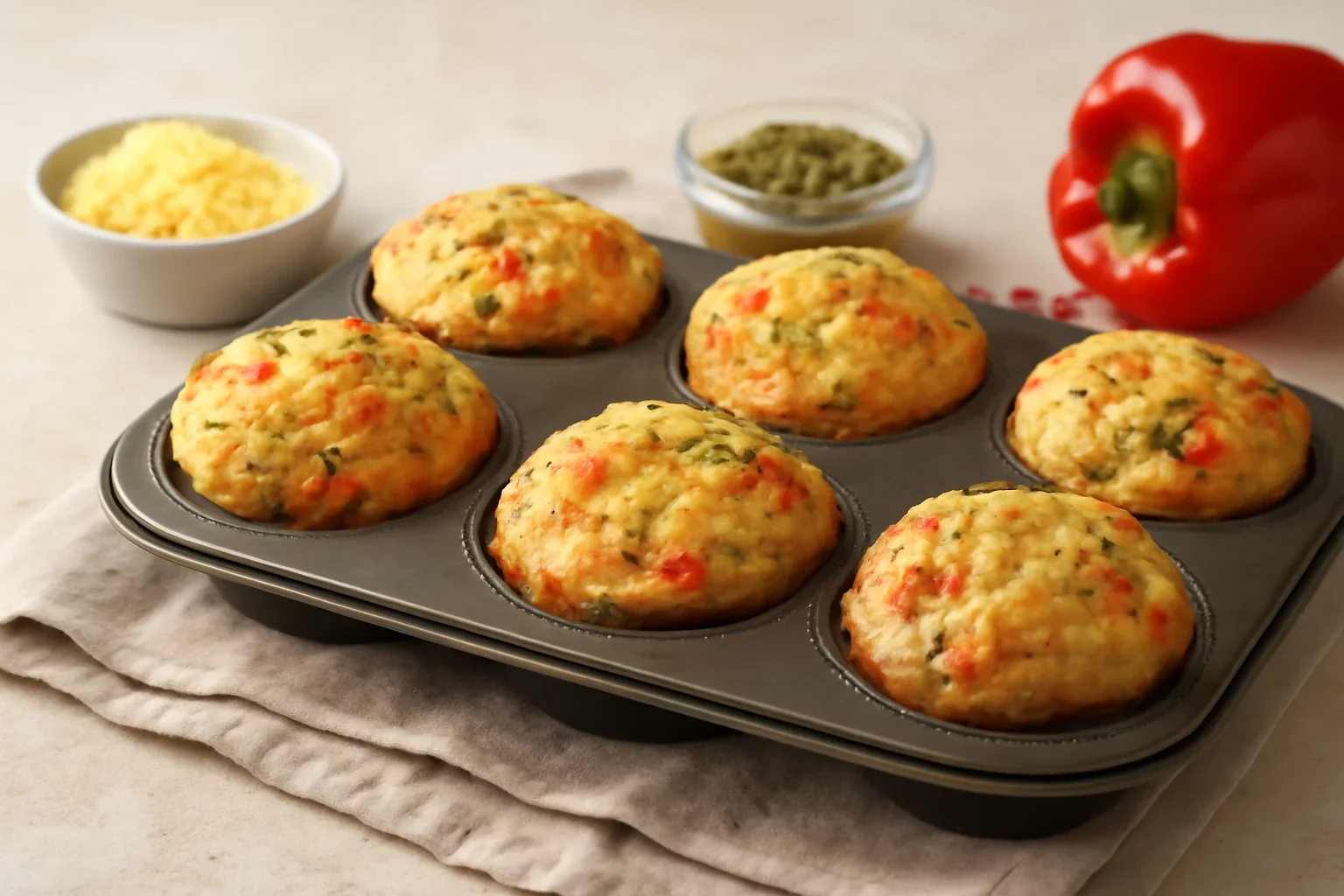 Muffins sarate cu branza si ardei