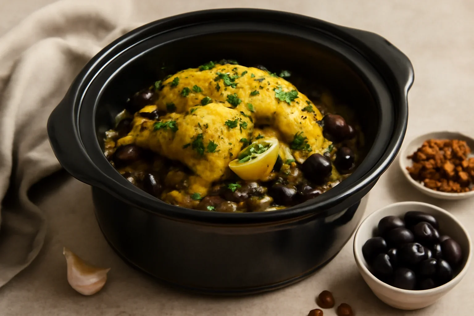 Pui marocan cu masline la Crock-Pot