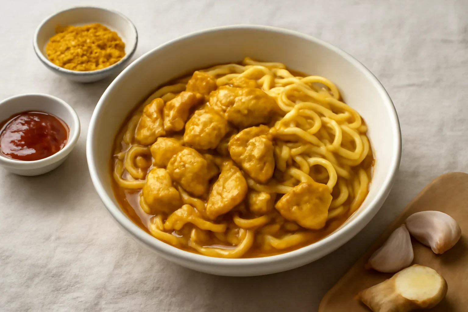 Curry de pui cu wok noodles in stil malaezian