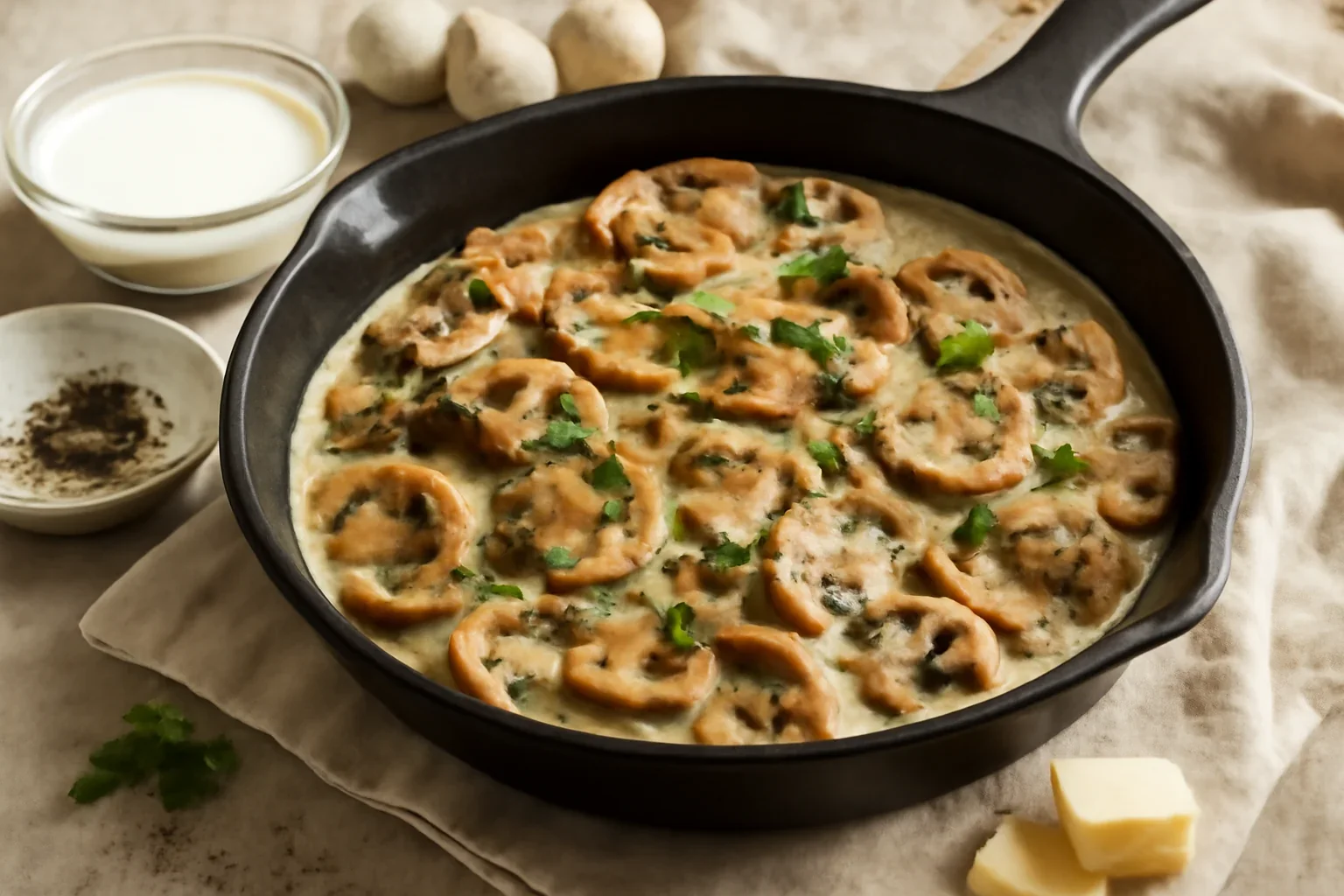 Ciuperci sote la tigaie cu ierburi aromate