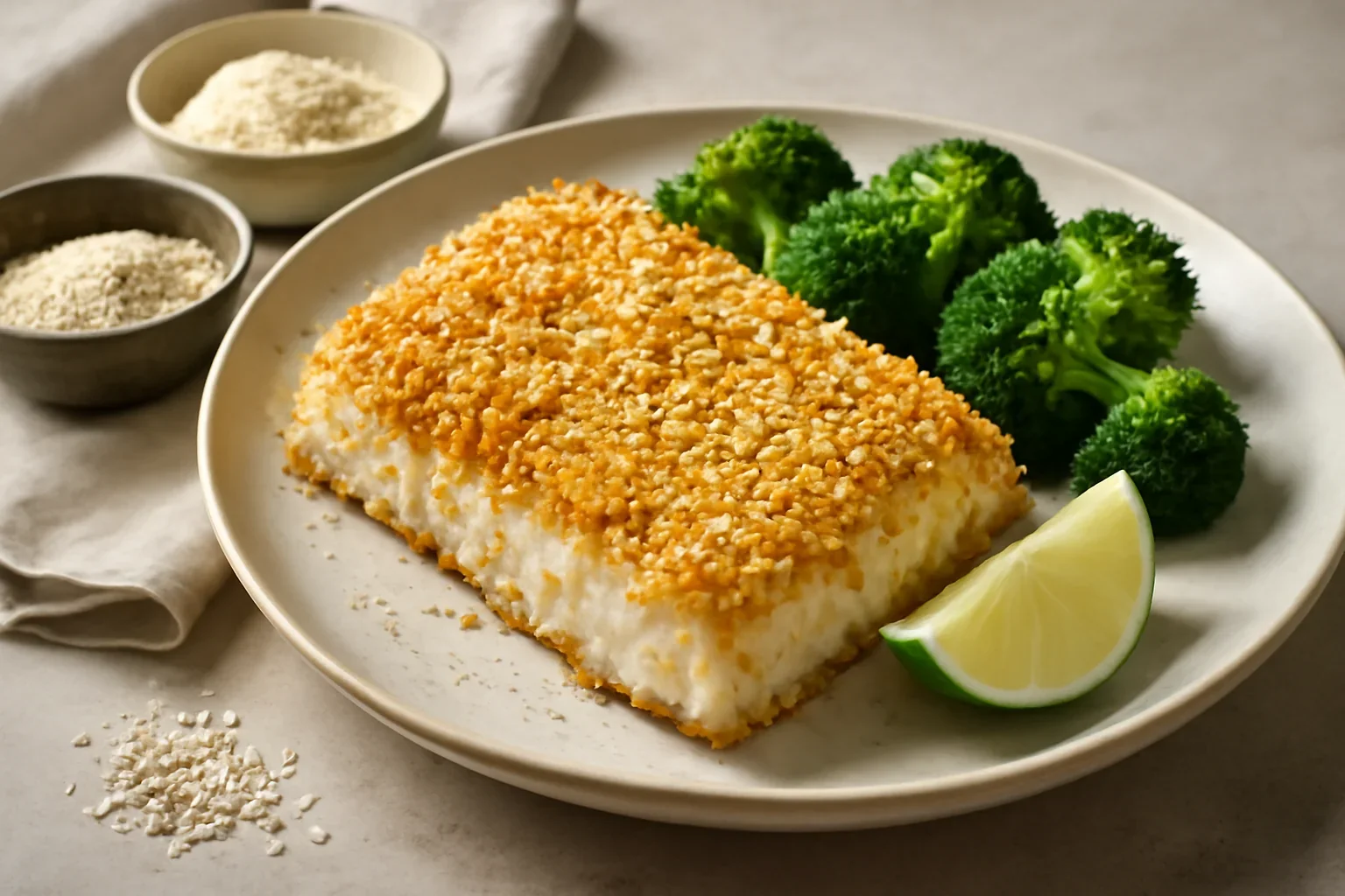 Cod cu crustă de parmezan și susan