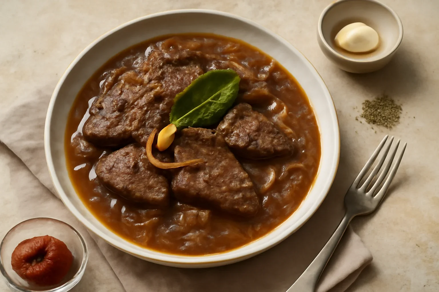 Ficat de porc cu sos de ceapă (sau de vițel) – rețetă săsească