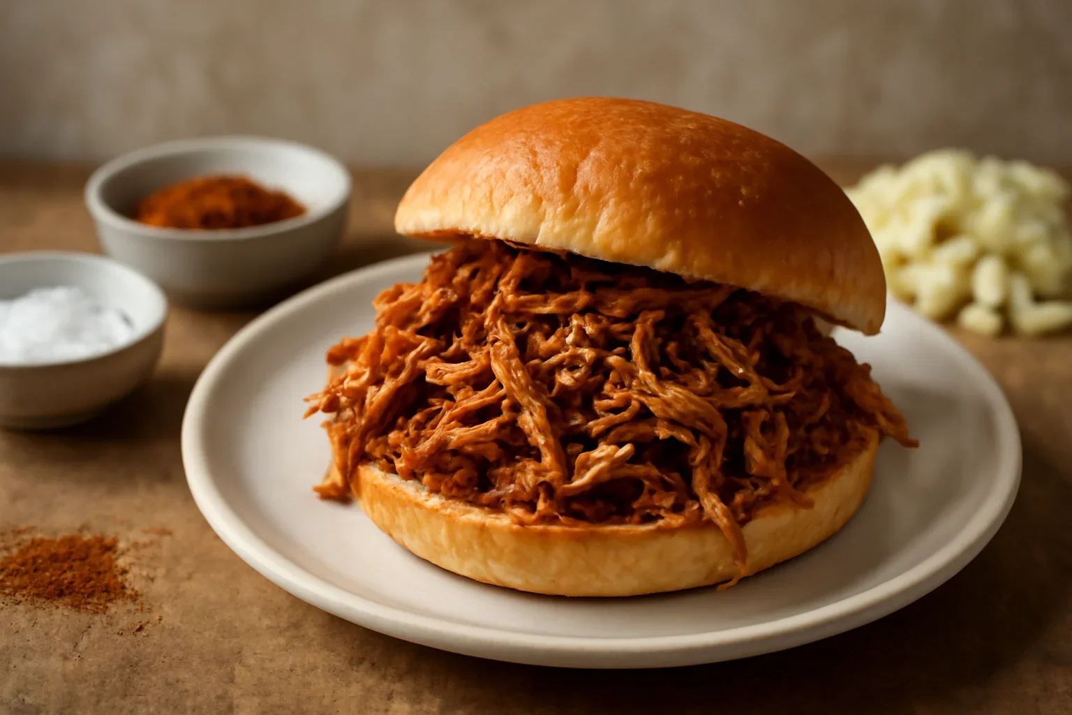 Pulled pork sandwich sau friptură de mâncat și fără brișcă