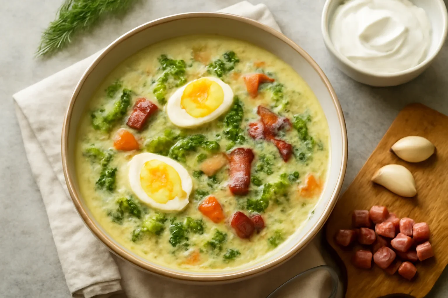 Ciorba de salata verde cu afumatura reteta ardeleneasca