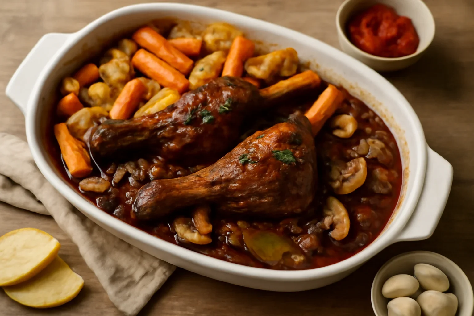 Pulpite de miel cu vin si ciuperci
