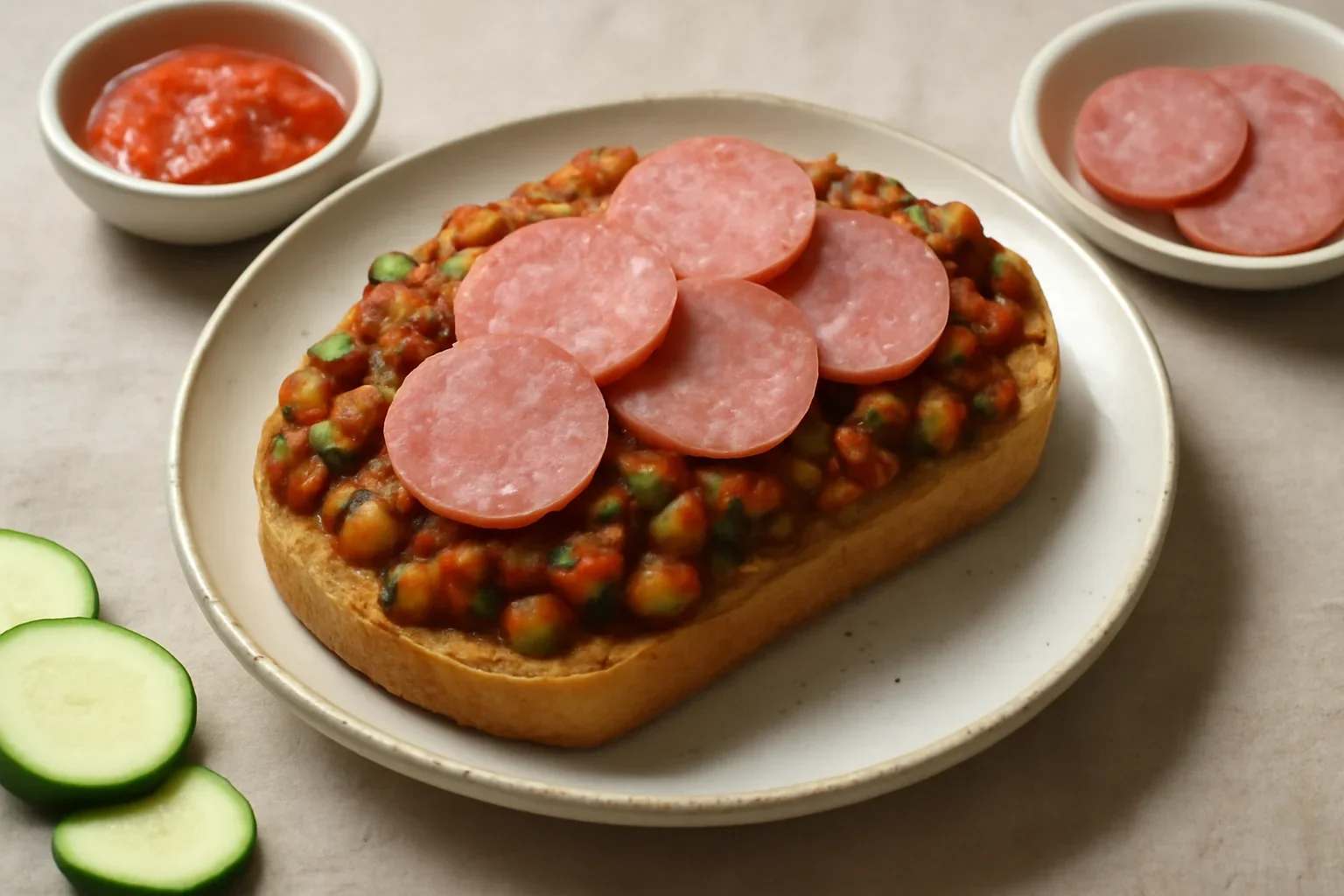 Sandwich Caponata cu salam