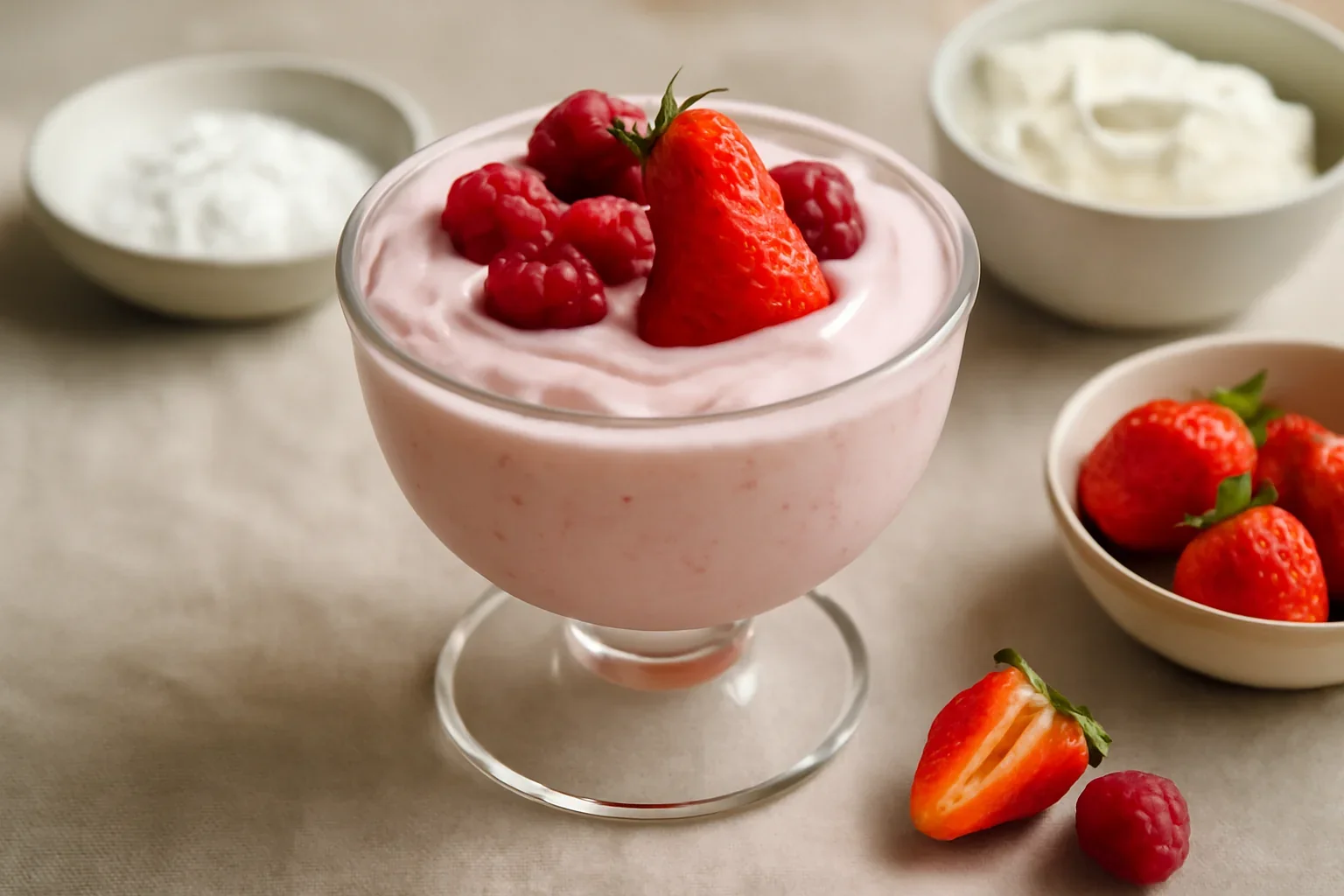 Cremă de mascarpone cu căpșuni, zmeură sau alte fructe de pădure – fără gătire, la rece