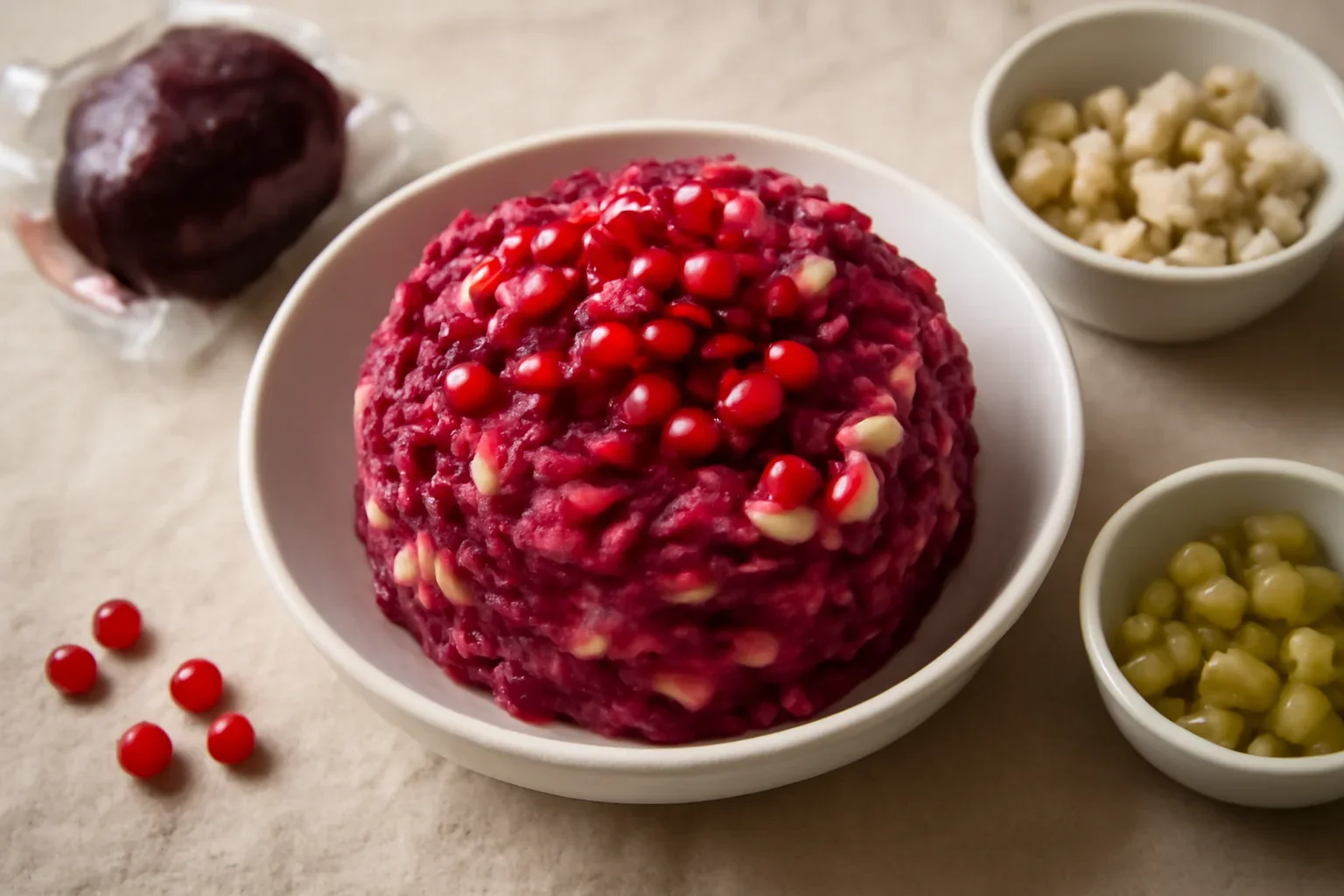 Salata de sfecla rosie cu piept de pui si rodie