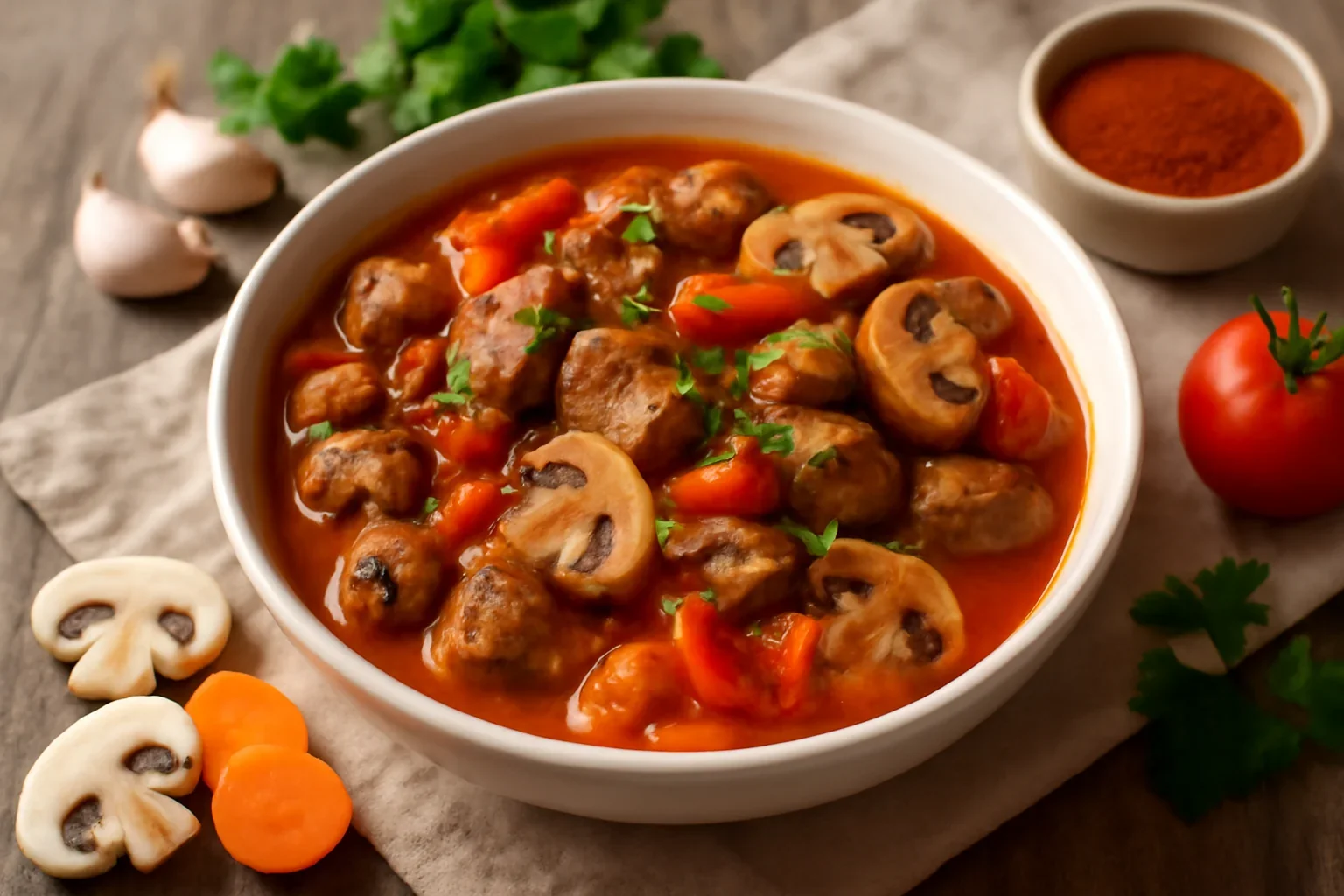 Papricas cu carne de vita si ciuperci