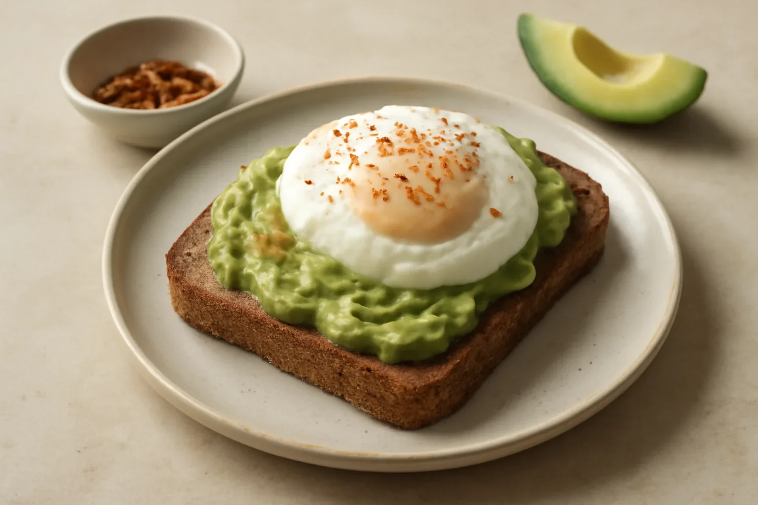 Toast cu avocado, ou și chili