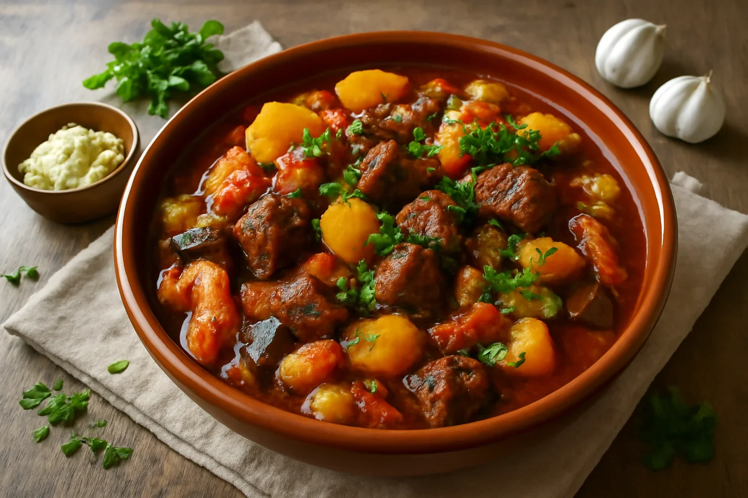 Tocanita de vita cu legume reteta taraneasca
