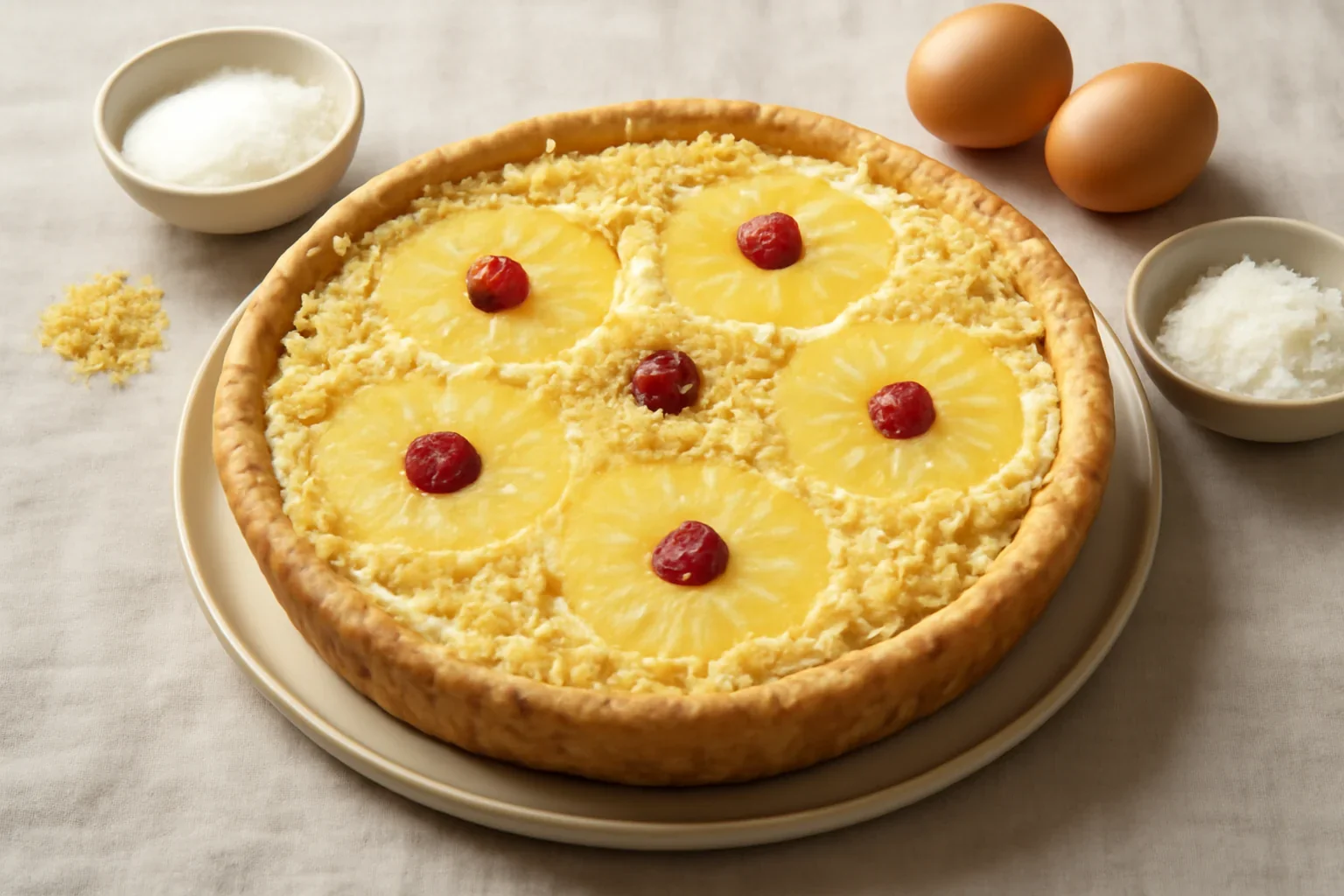 Tarta cu branza, zmeura si ananas – cu aluat ras