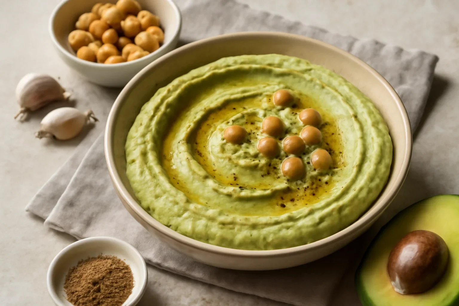 Hummus cremos cu avocado