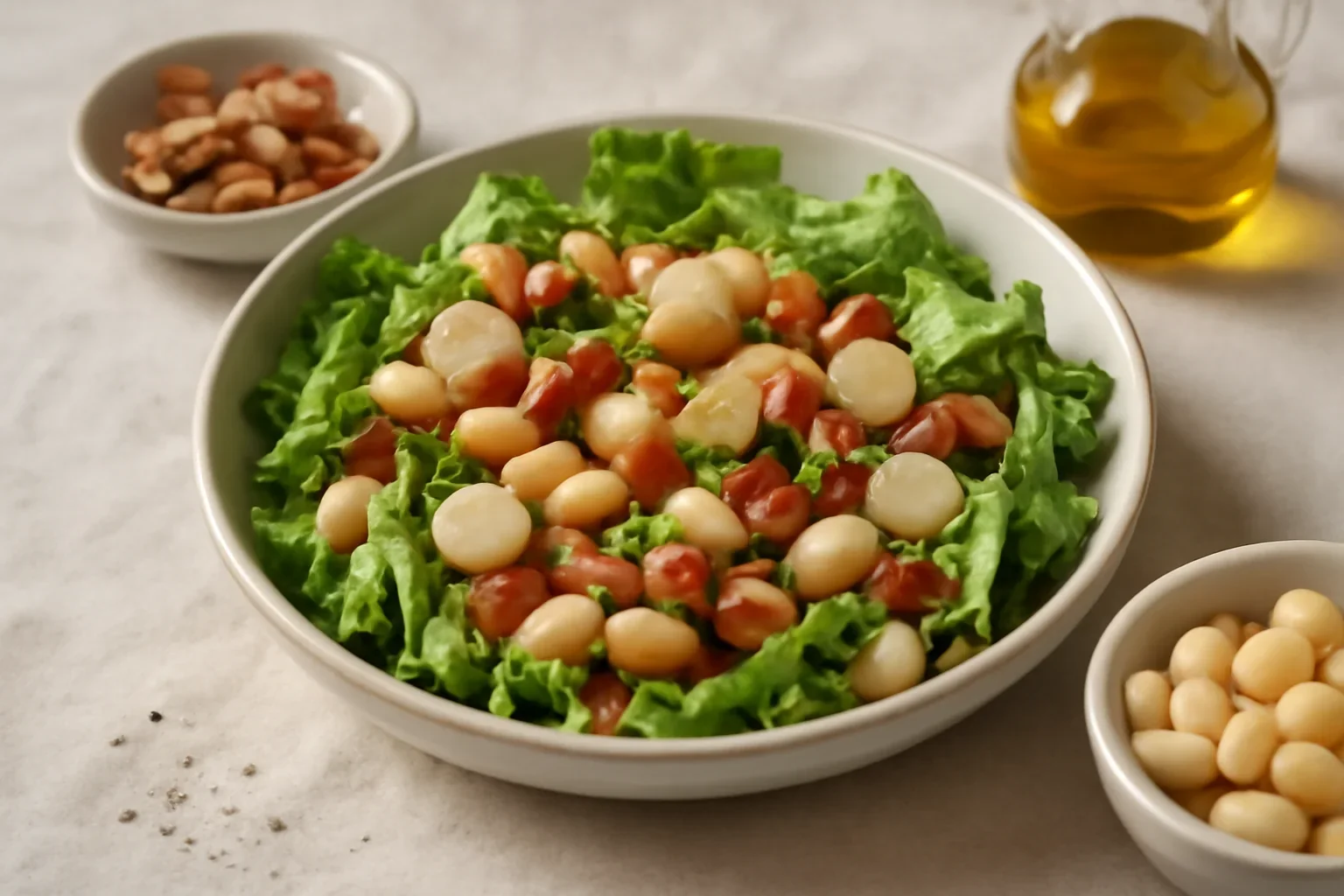 Salata cu fasole, bacon si cipolline in otet