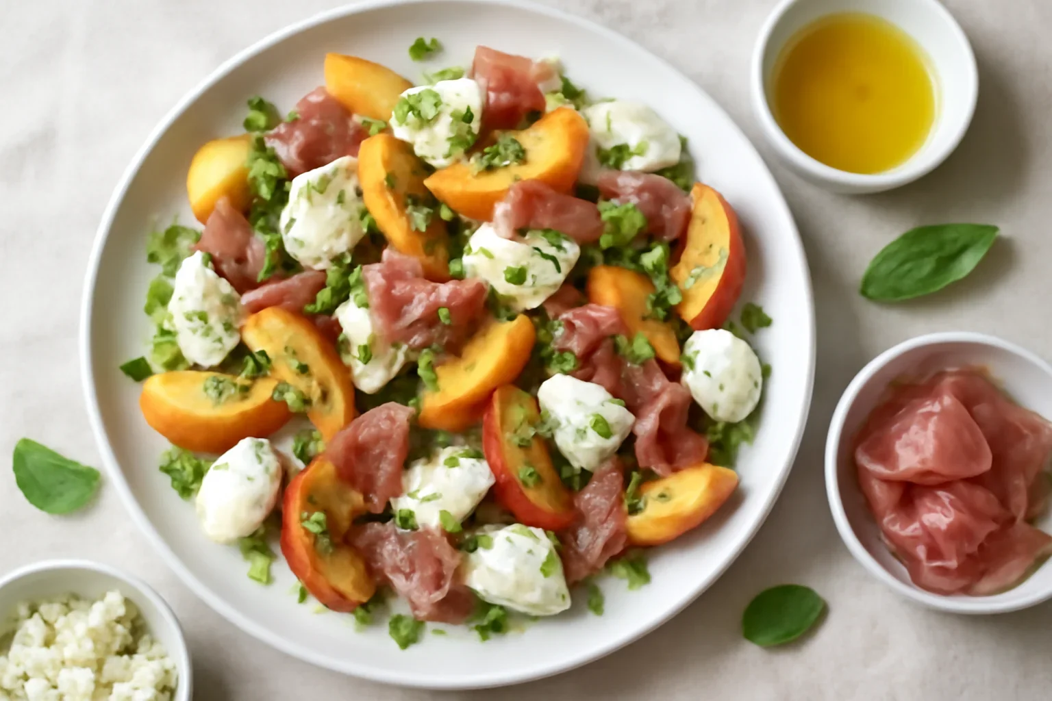 Piersici cu prosciutto și mozzarella