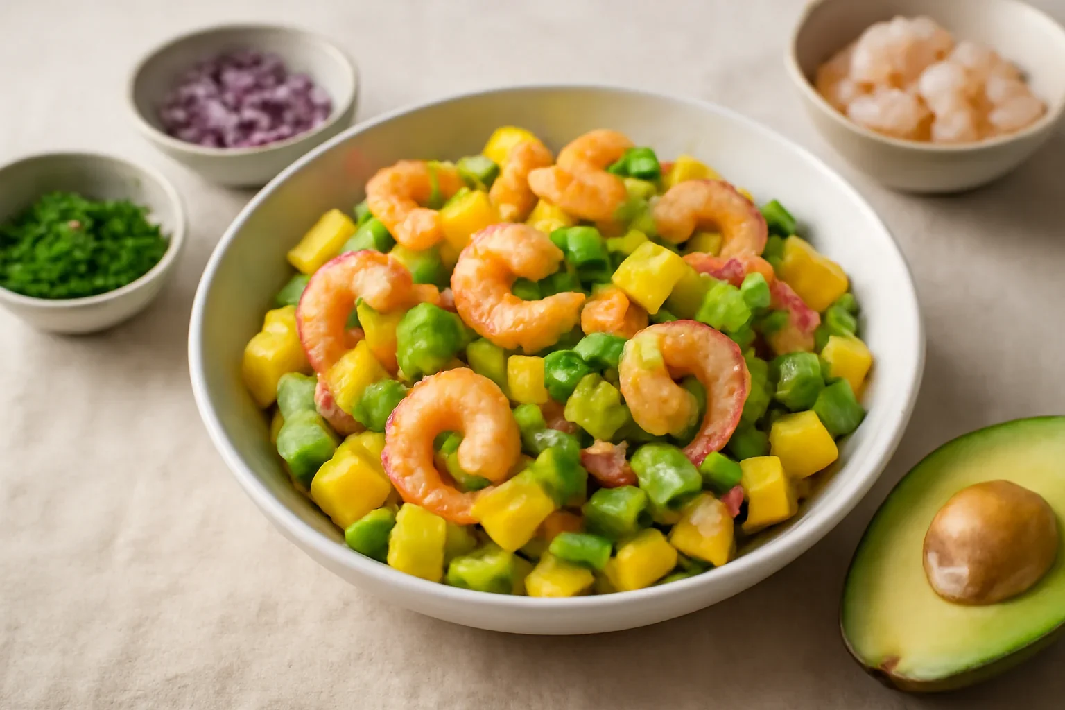 Salata de mango, avocado si creveti